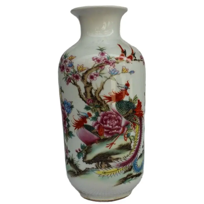 

Pastel Phoenix Peony Map Vases,Chinese Old Porcelain Collection