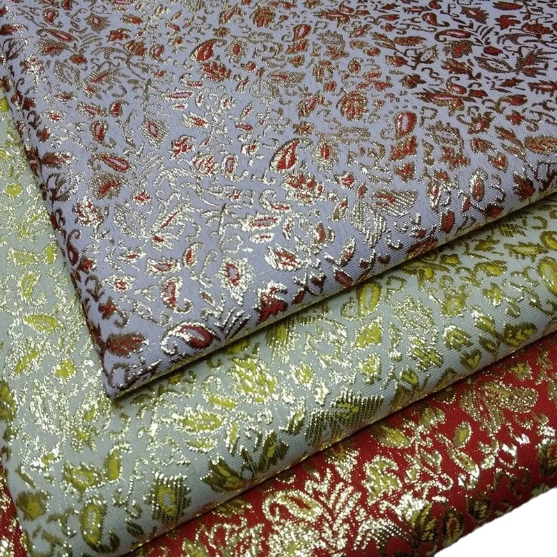 Baby Dress Cheongsam Mongolian Tibetan Robe Material Lace Trim Cloth Decorative DIY Gold Silver Jacquard Brocade Fabric