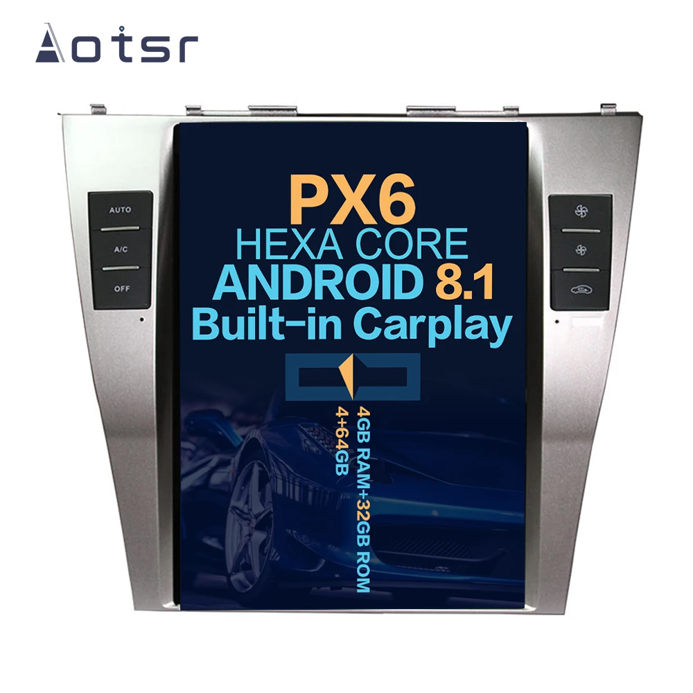 

Aotsr 10,4 "вертикальный экран Android 8,1 автомобильный DVD мультимедийный плеер GPS для Toyota Camry 2007-2011 встроенный carplay стерео Wifi