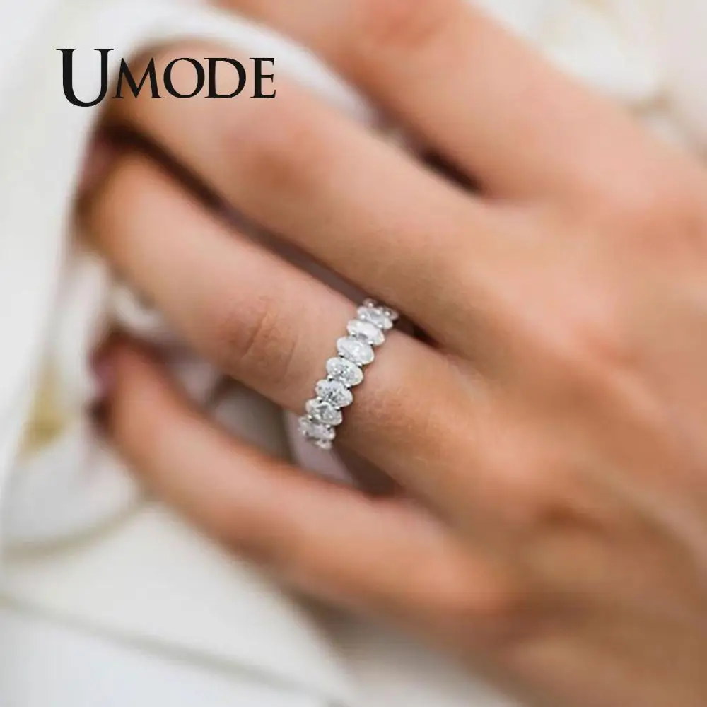 UMODE Eternity Rings for Women Luxury Wedding Bands Cubic Zirconia Femme Girls Couples Gift Fashion Jewelry UR0580A