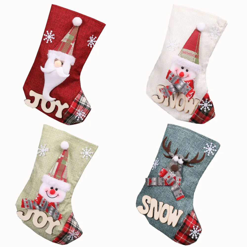 Christmas Sock Gift Holders Xmas Tree Hanging Decor Santa Stockings Pendant Ornaments Kids Candy Bag Festive Party For Home