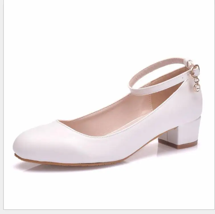 Spring autumn casual high-heeled shoes sexy Square heel round toe shoes thick heels platform pumps Women's white wedding shoes