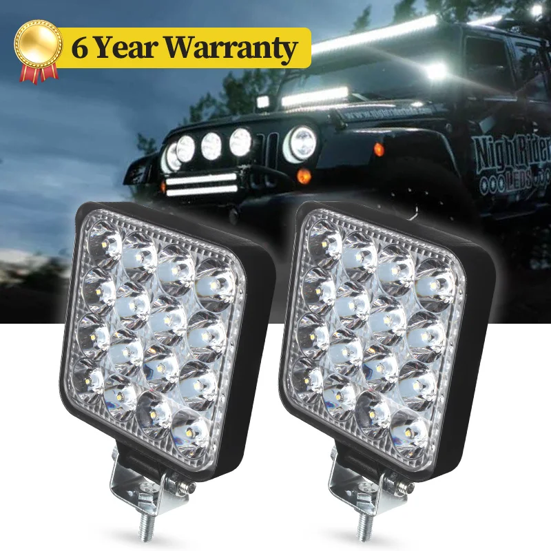 

Xinfok 2pcs 48W Work Light 30 Degree LED Car Spot light Beam Square Off-road Lamp Fog Lighting Exterior For Jeep Boat/SUV/Truck