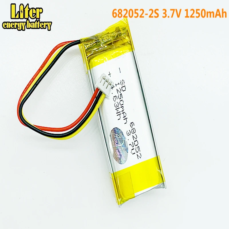 1,5 мм 3 провода разъем 682052-2S 3,7 V 1250 mAh литий-полимерный аккумулятор для домашних животных gps охотничьих собак gps DVR MP3 MP4