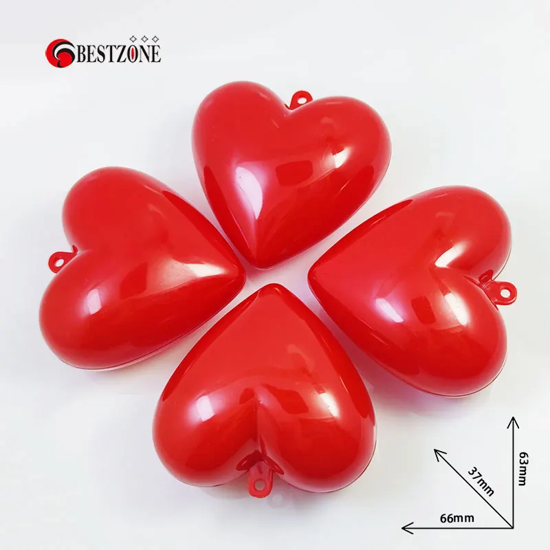 50Pcs/Lot 2.36'' Red Candy Ball Box Plastic Heart Ornament Gift for Baby Birthday Decoration Christmas Wedding Party Child Kids