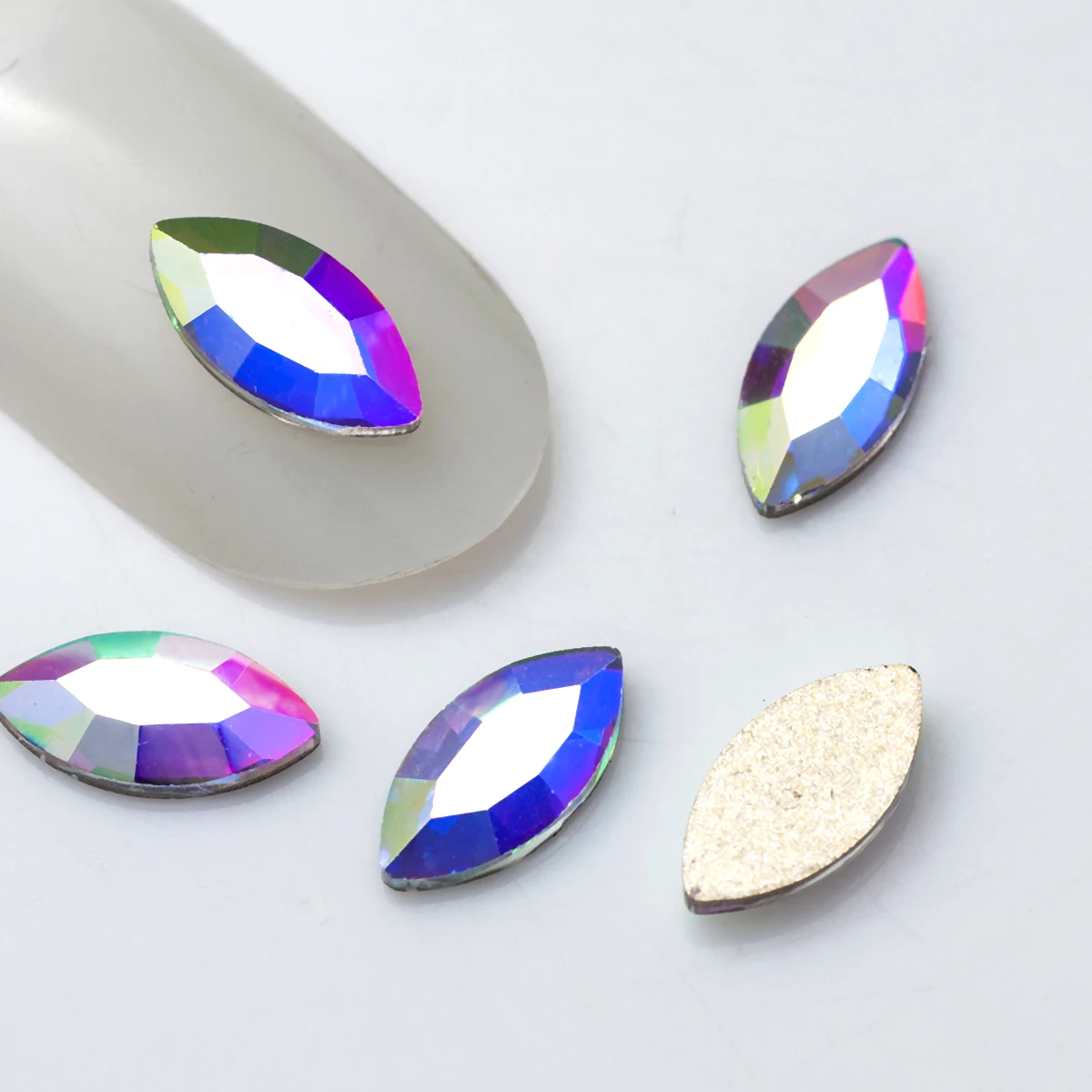 YANRUO 20pcs Crystal AB Rainbow Flatback Glass Rhinestones Multishape DIY Crafts Charm Supplies Nail Art Accessories Decorations