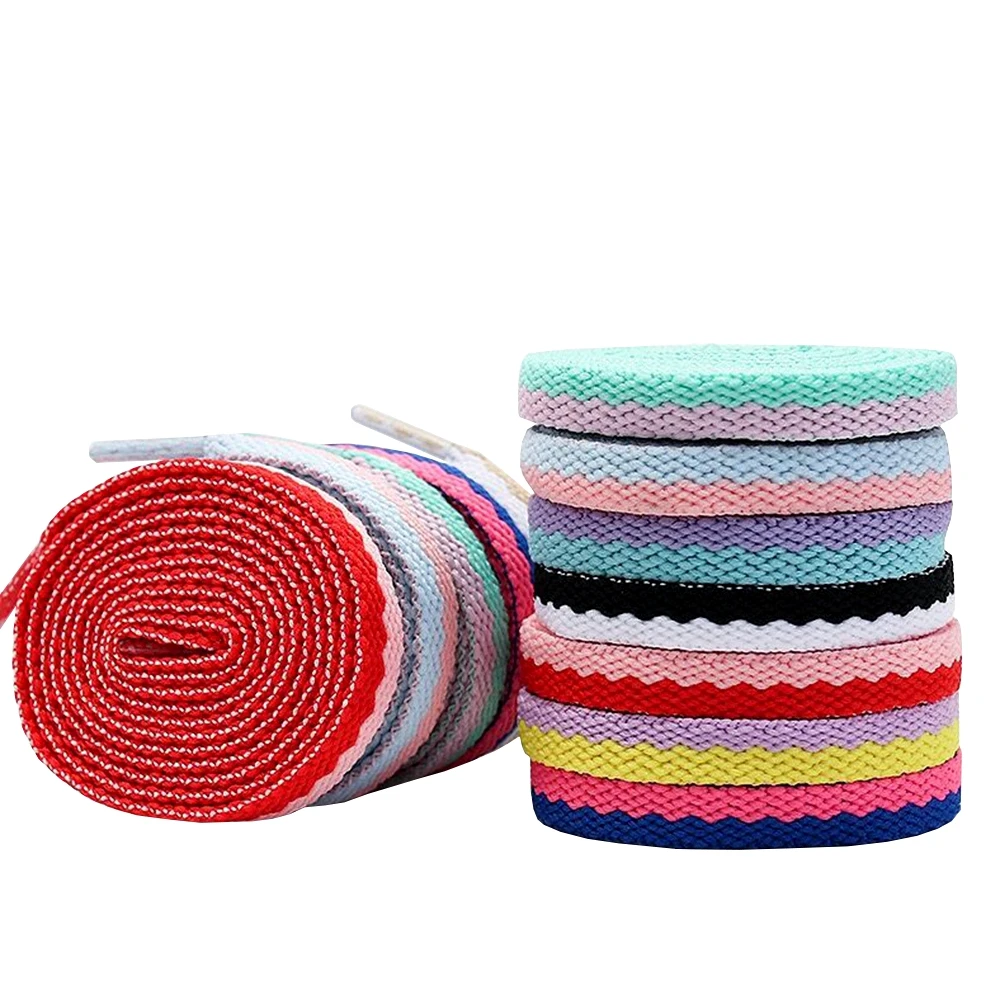 Color Block Fashion Flat Shoelaces Polyester Cords Laces for Sneakers Sport Hiking Shoes 120 - 160 CM