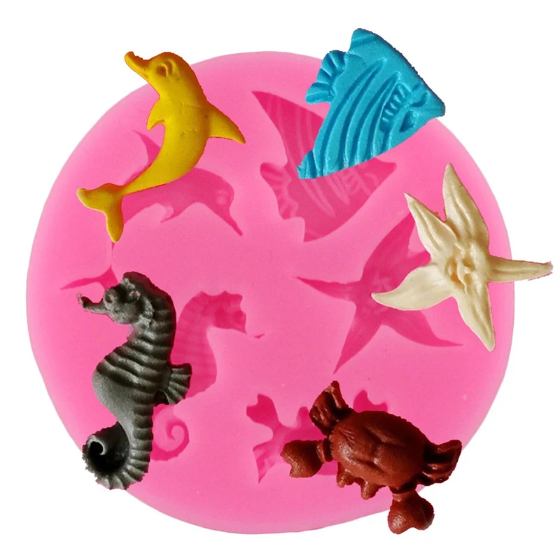 Mini 3D Shell Sea Animals Cake Silicone Baking Molds Cupcake Fondant Cake Decorating Tools Gumpaste Chocolate Candy Moulds