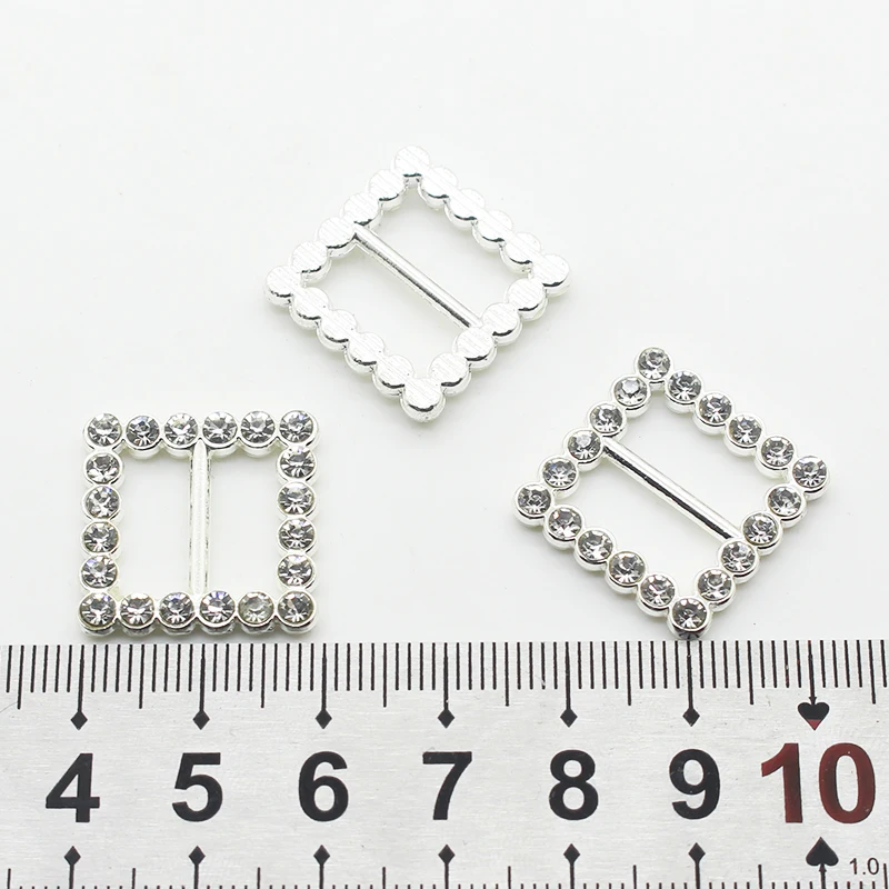 ZMASEY Metal Alloy Buckles Shoe Buckles 10Pcs/Lot Handwork Sewing Ribbon Accessories Wedding Card Decoration Rhinestones Buckle