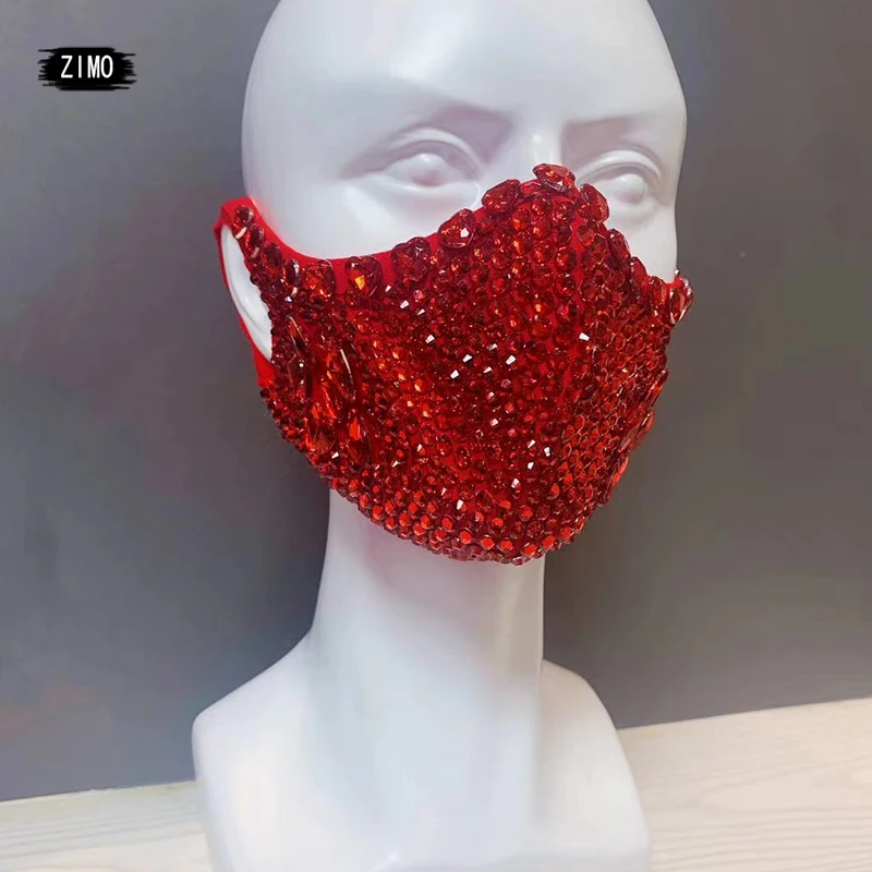 Rave maska perła Rhinestone krystaliczna maska impreza z okazji Halloween Prop odgrywanie ról akcesoria sceniczne dla mężczyzn kobiety zamaskowany kostium piosenkarza