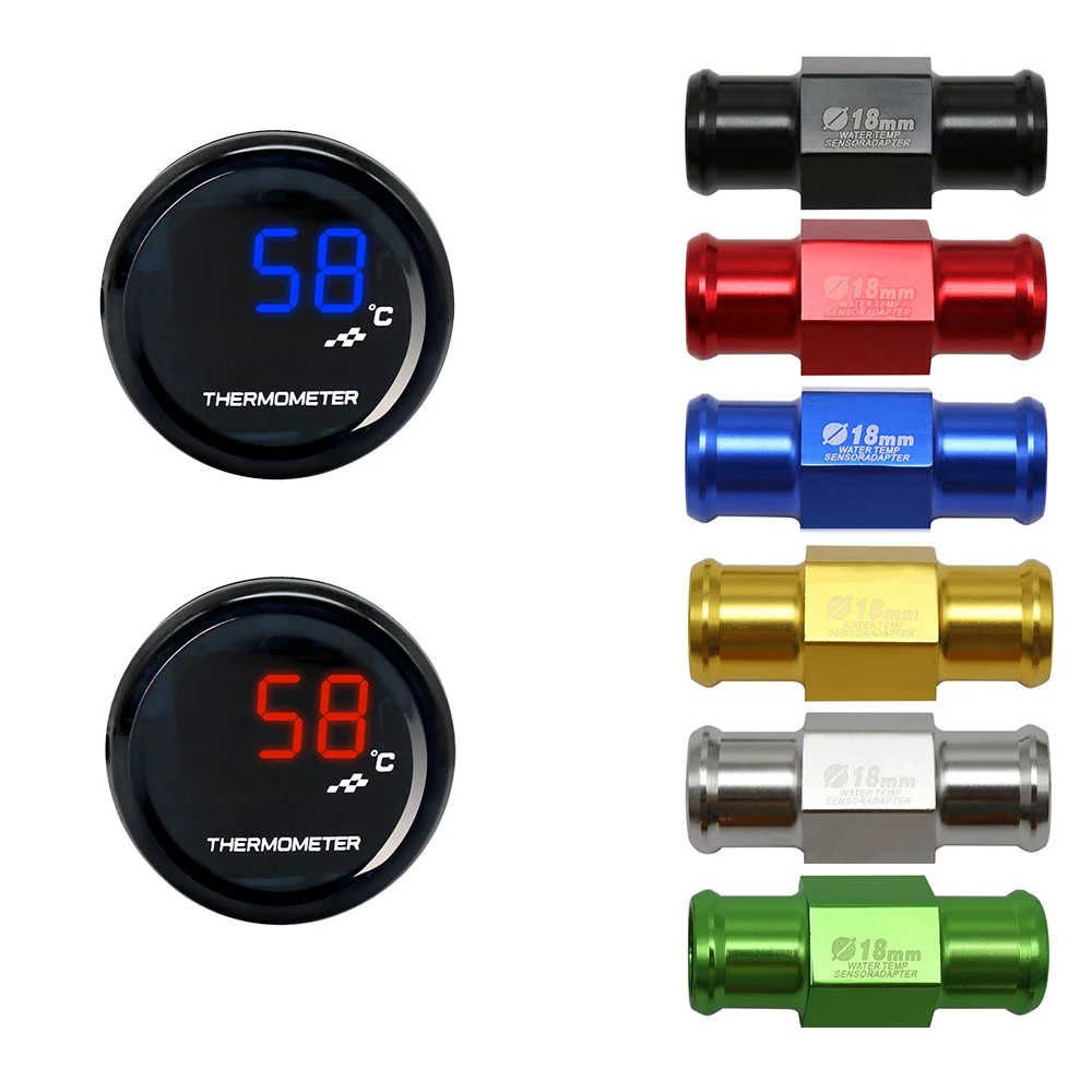 ZS Racing Motorcycle KOSO Water Temperature Mini Meter With 18mm Sensor Water Temp Adapter For Honda Yamaha Suzuki Racing