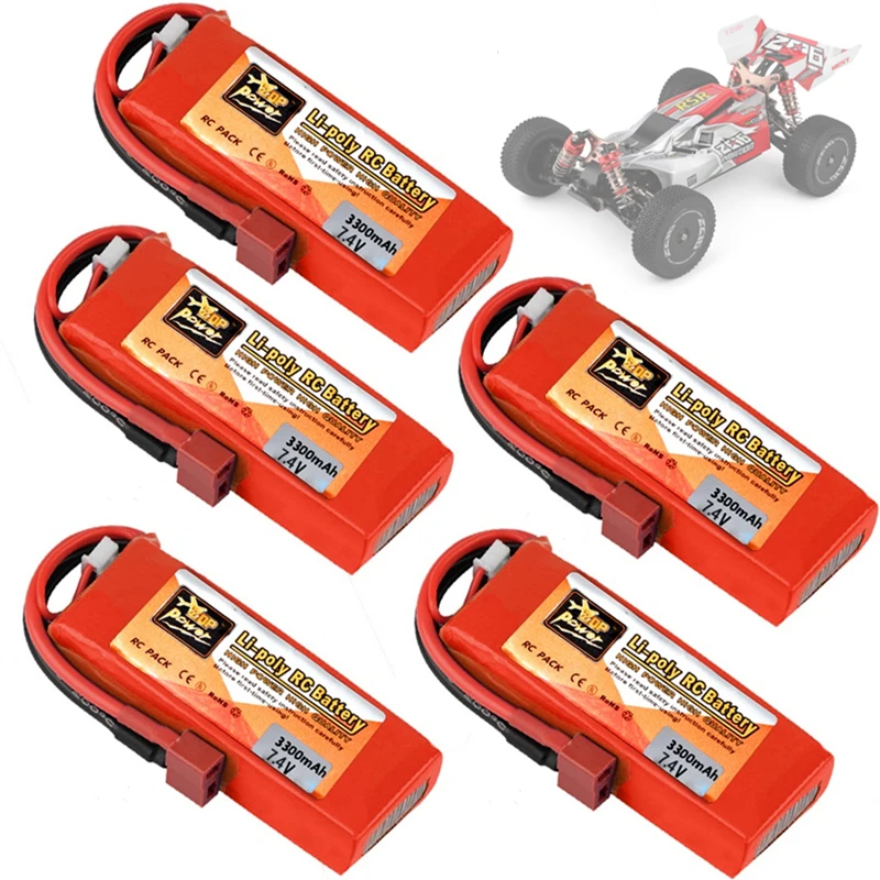 Original Wltoys 144001 car 2s 7.4 V 3300mAh Lipo battery T Plug for Wltoys 1/14 144001 RC car boat Lipo battery 1-5PCS