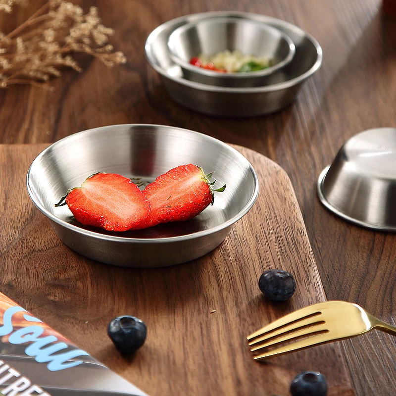 

5Pcs Reusable Stainless Steel Dipping Bowl Appetizer Plates Sauce Container Dipping Cups Sauce Cups for Barbecue Bar Restaurant