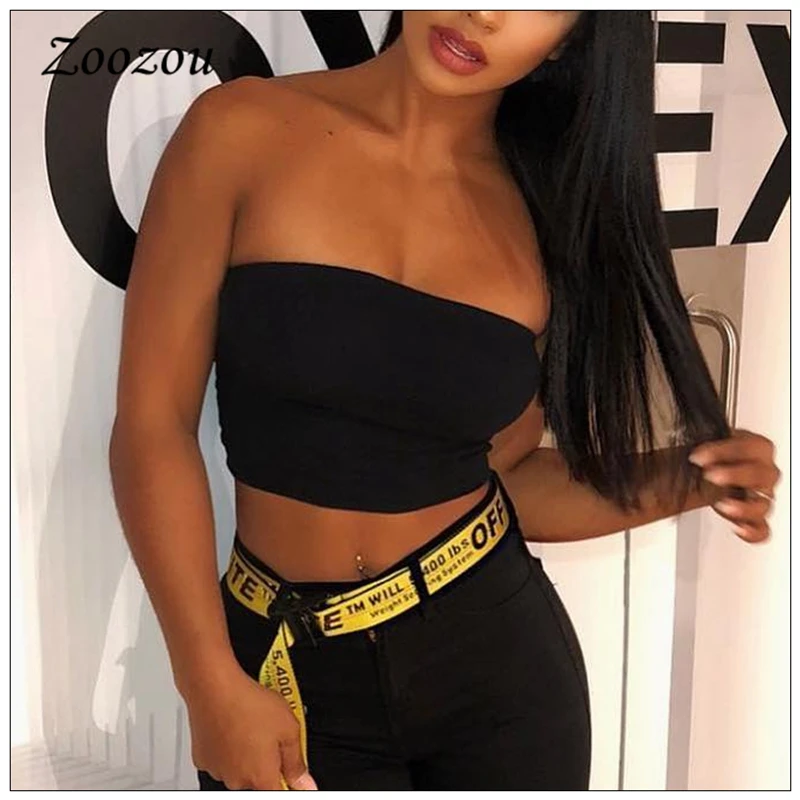 Sexy Strapless Black White Tube Crop Tops Plus Size Solid Color Wrap Top Stretchy Casual Basic Female Blusas Bustier Cami Tops