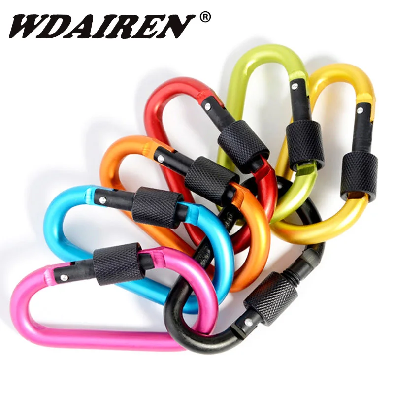 1Pcs New Hot Practical 10 Colors D Shaped Aluminum Alloy Carabiner Hook Keychain Climbing Equipment Karabiner Mosqueton