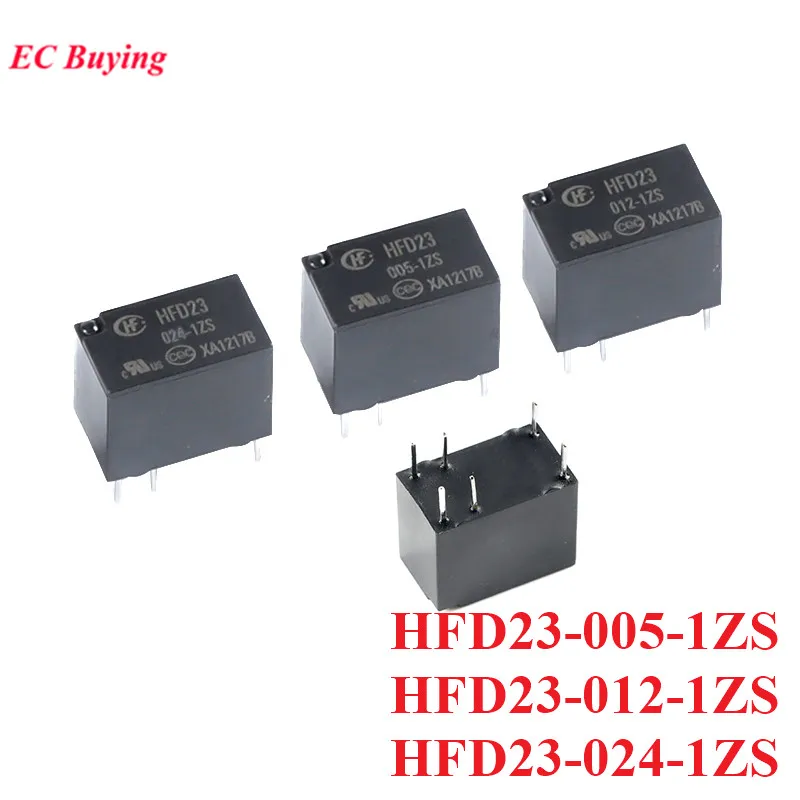 5Pcs/1pc HFD23 Mini Relays HFD23-005-1ZS 012-1ZS 024-1ZS DC 24V 12V 5V 6Pin Ultra Small Highly Sensitive Power Relais Rele