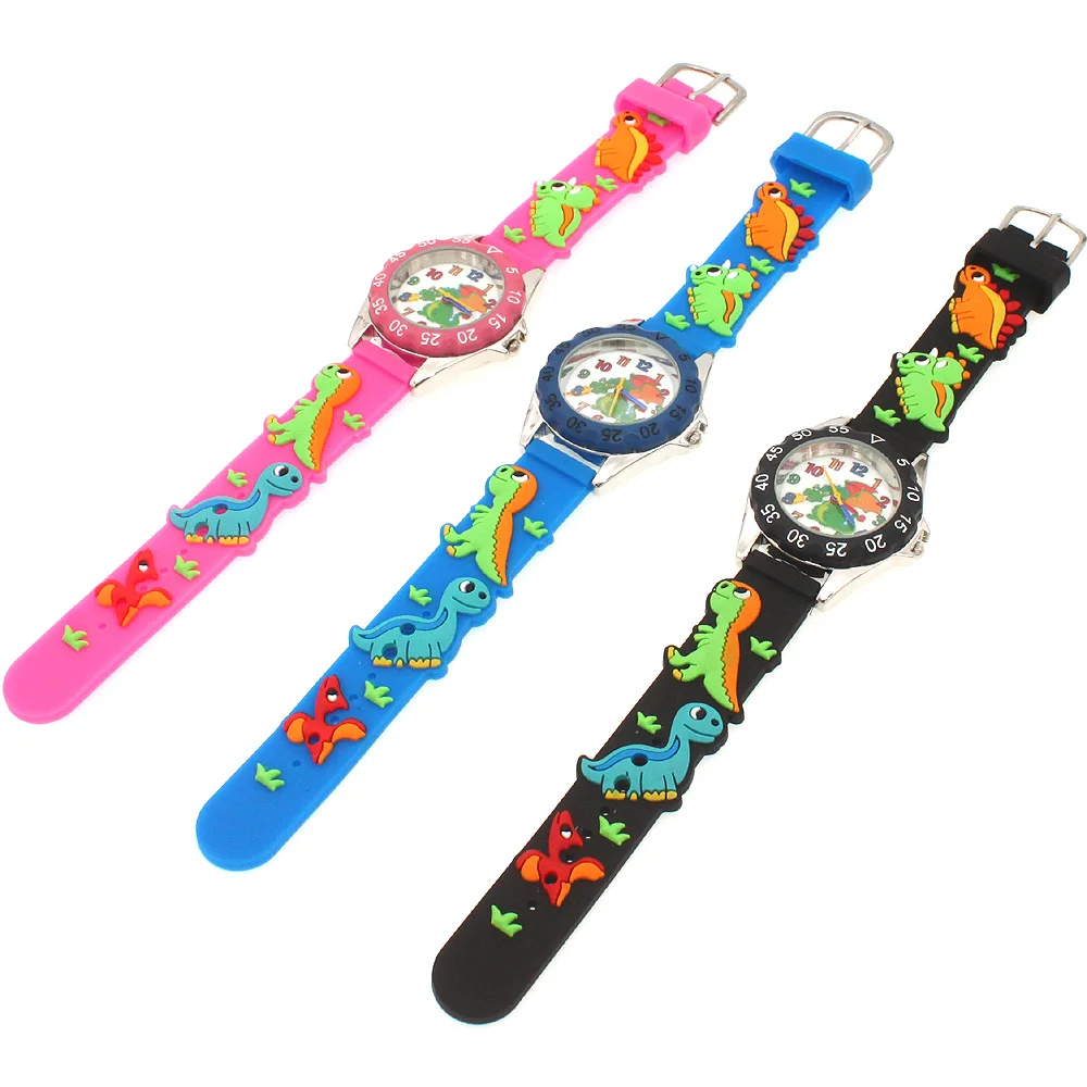 어린이 실리콘 스트랩 공룡 시계, 3D 만화, 소년, 소녀, 학생 선물, 어린이, 고품질, 새로운 도착