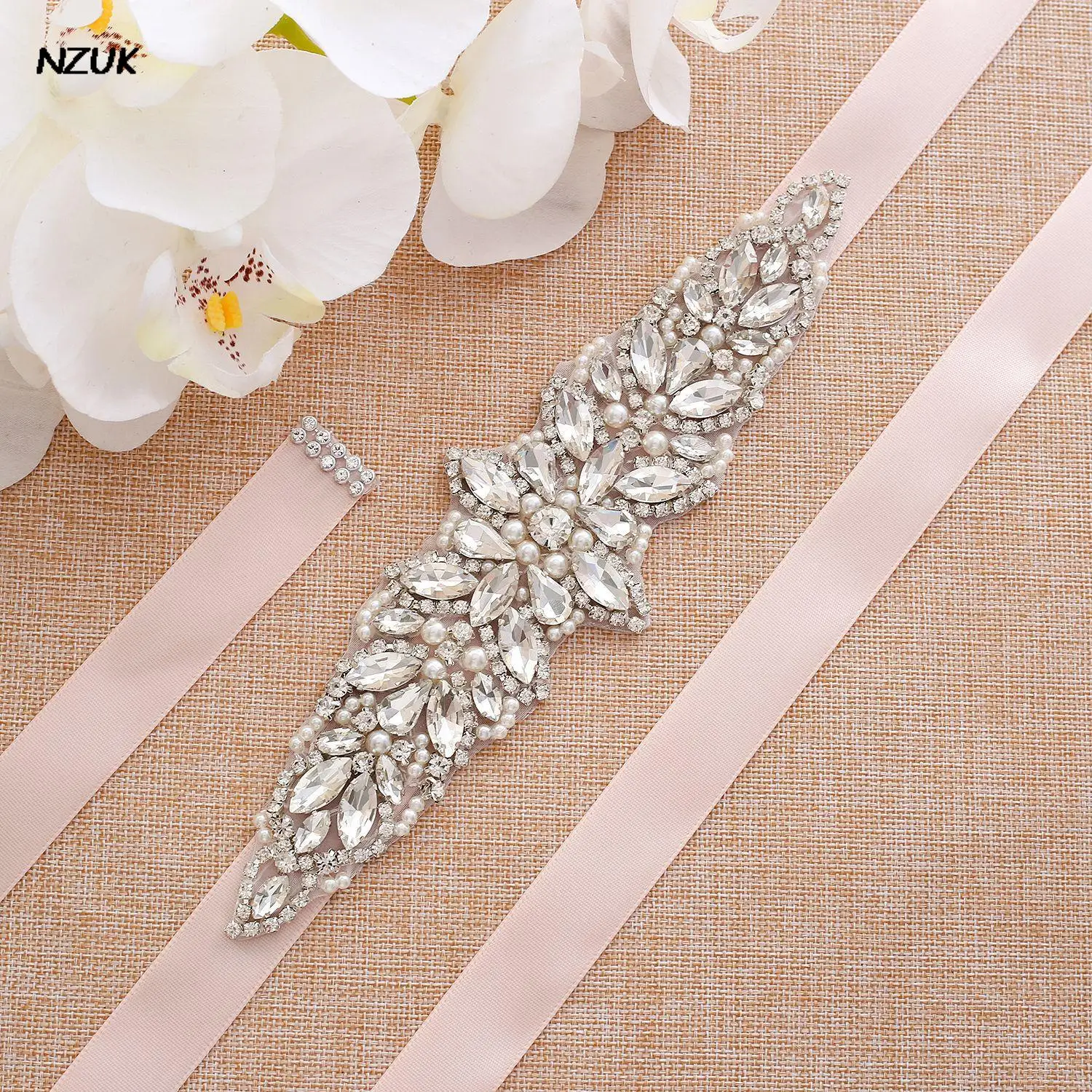 NZUK-Cinturón de novia con adornos de diamantes de imitación para mujer, cinturón de boda ostentoso, para vestidos de dama de honor, Beltceinture mariage