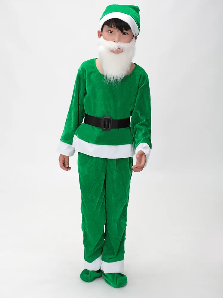 Kid Christmas Santa Claus Costumes For Children  Novelty Cloth Holiday Costume Top+Pant+Hant  120cm