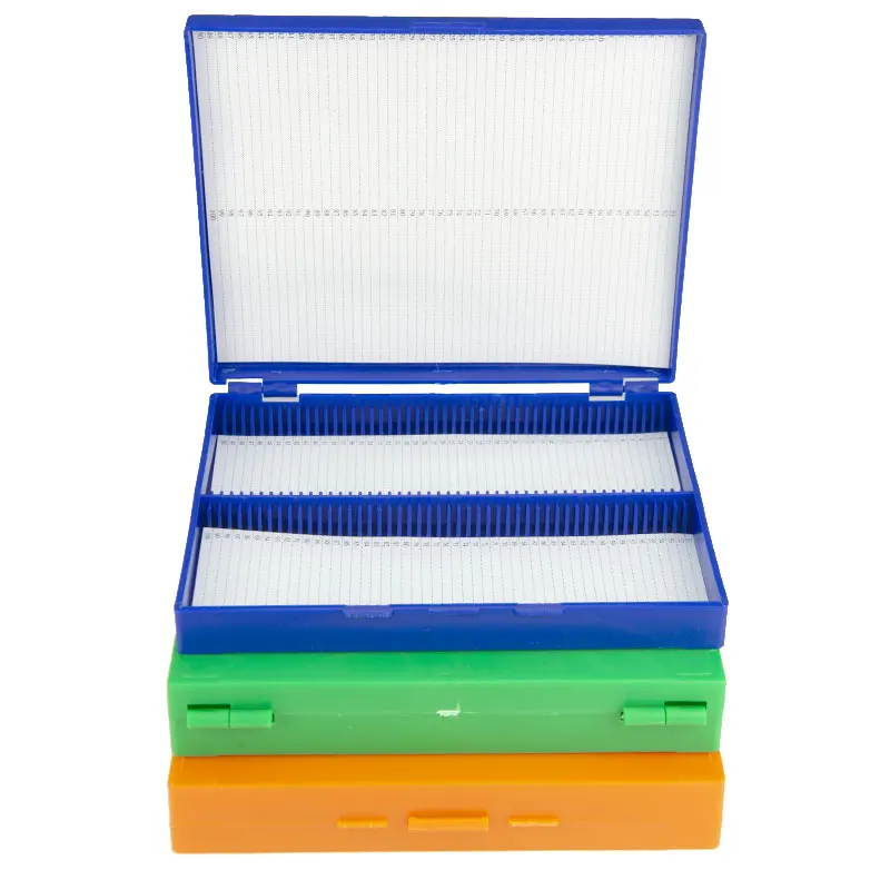 ABS Plastic Plastic Storage Box Microscope Slides Biological Slides Holder Case 100pcs Lab Pathological Storage Holder Case