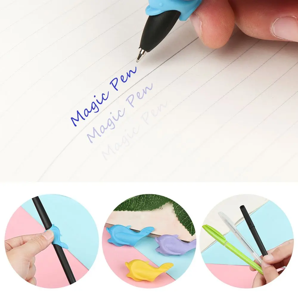 1Set Automatic Fade Pen Magic Pen Kit Invisible Ink Disappearing Refill Groove Copybook Blue Gel Pens Stationery