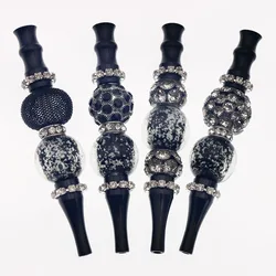 1Pc Glow in Dark Black Alloy Rhinestone Hookah Tips Shisha Cigarette Mouthpieces Narguile Filter Tips Hookah Blunt Holder