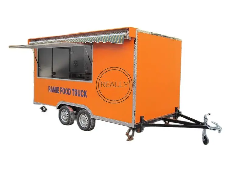 Mobile Food Trailer 4m Long Container Coffee Cart Food Kiosk Customized Size Color And Inside Square Fast Food Truck for Sale