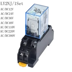 DC12V 24V 36V 48V 110V 220V  10A 8PIN Coil Power Relay DPDT LY2NJ HH62P HHC68A-2Z With Socket Base