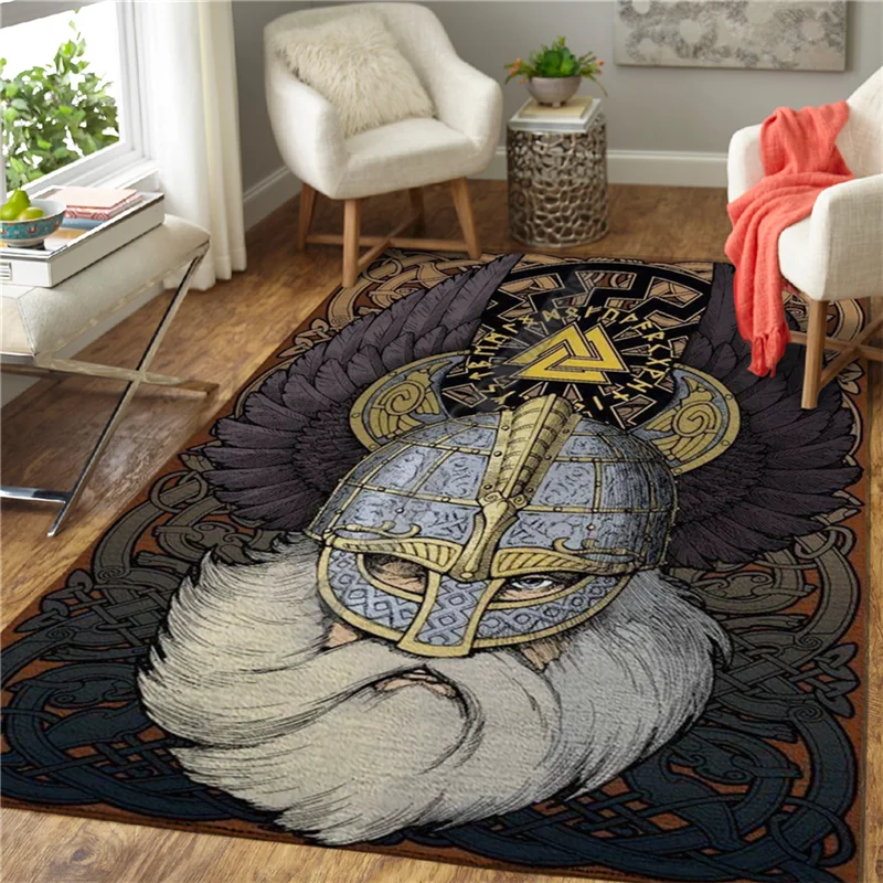 Viking Tattoo 3D Printed Carpet Mat for Living Room Doormat Flannel Print Bedroom Non-slip Floor Rug 05