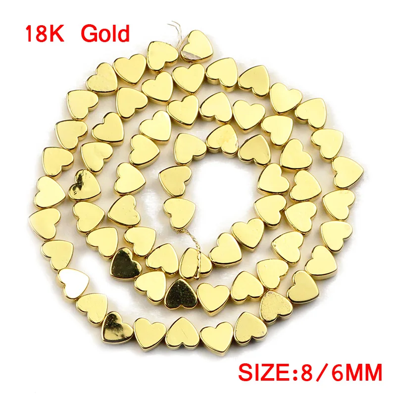 JHNBY 6x5mm Rose Gold Color Hematite Beads Love Heart Natural Stone Loose Beads For Jewelry Making DIY Necklace Bracelets 15\'\'