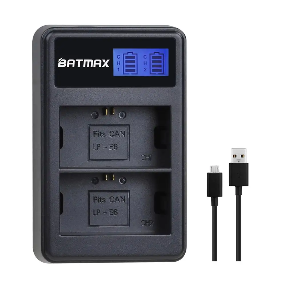 2650mAh LP-E6 LP-E6N LP E6 Batterij + LCD USB Dubbele Oplader voor Canon EOS 6D 7D 5D Mark II III IV 60D 60Da 70D 80D 5DS R XC10 - afbeelding 1