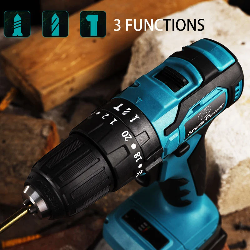 21V Wireless Impact Charging Hand Mini Drill 3 Function Brushless Electric Cordless Screwdriver For Makita Lithium Battery Tools