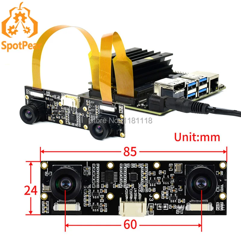 

Raspberry Pi IMX219-83 Stereo Camera 8MP Binocular Camera Module Depth Vision for Raspberry Pi CM3/CM3+ NVIDIA Jetson Nnao B01