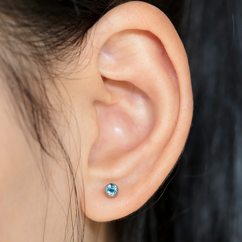 2 Stück vergoldete Stahl-Ohrstecker für Ohrpiercing-Pistole, Geburtsstein, CZ-Ohrstecker, Ohrstecker, Ohrstecker, Tragus-Knorpel, Körperschmuck – Detail 5