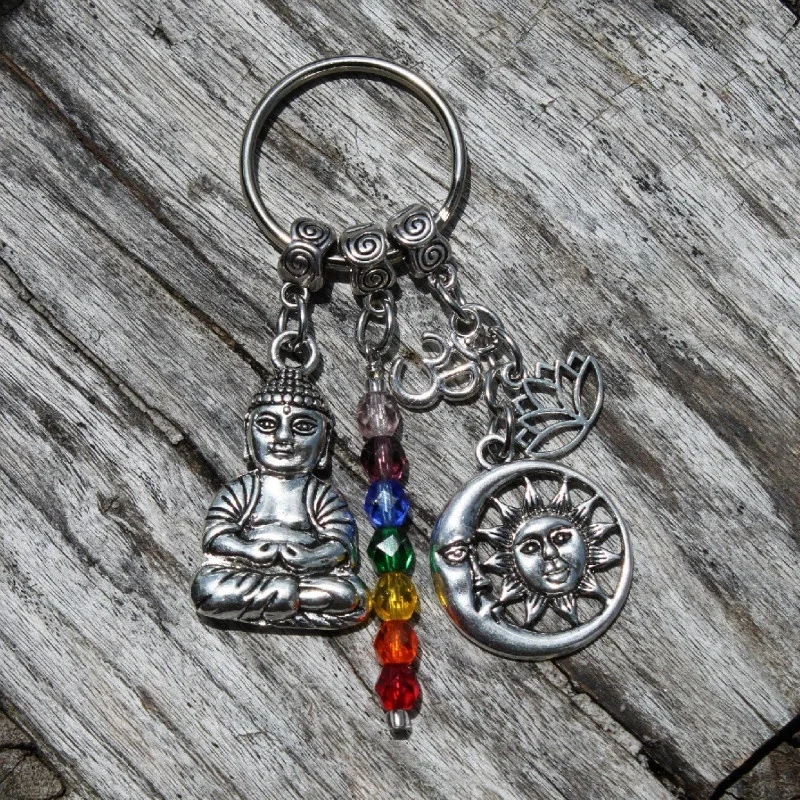 Meditating Buddha Keychain | Backpack Charm | Yoga Gift | Buddha Keychain | Om Key Chain | Chakra | Spiritual