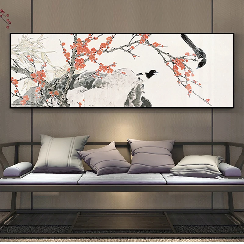 Chinese Style Flower and Bird Art Landscape Canvas Painting Wall Art Pictures Posters and Prints for Living Room Home Decoration