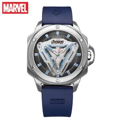 Disney Official Marvel Iron Men Stainless Steel Quartz Casual Wristwatches Energy Reactor Coated Glass 50M Waterproof New Clcok