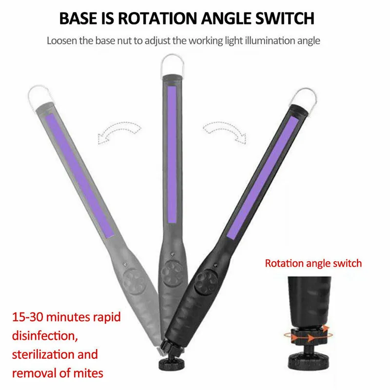 Lampe germicide à LED aste par USB, fonction ultraviolette, anciers de désinfection portable pour garde-robe d\'hôtel