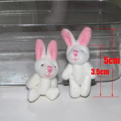 100pc/lot  3.5cm 4.5cm  Soft Mini Joint Rabbit Pendant  Bunny For Key Chain Bouquet Toy Doll DIY Ornaments Gifts