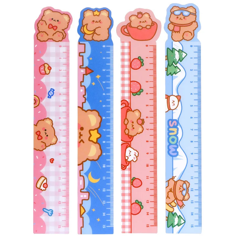 4pcs/set 15 Cm Cartoon Magnetic Ruler Student Stationery Multifunction Drawing Tools Folding Office Planner Accessories
