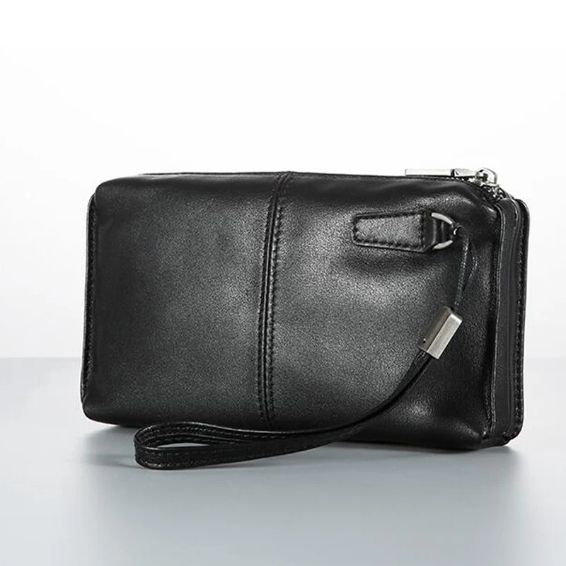 AETOO Leather long zipper wallet handbag grab bag leather casual men's leather bag retro hand bag