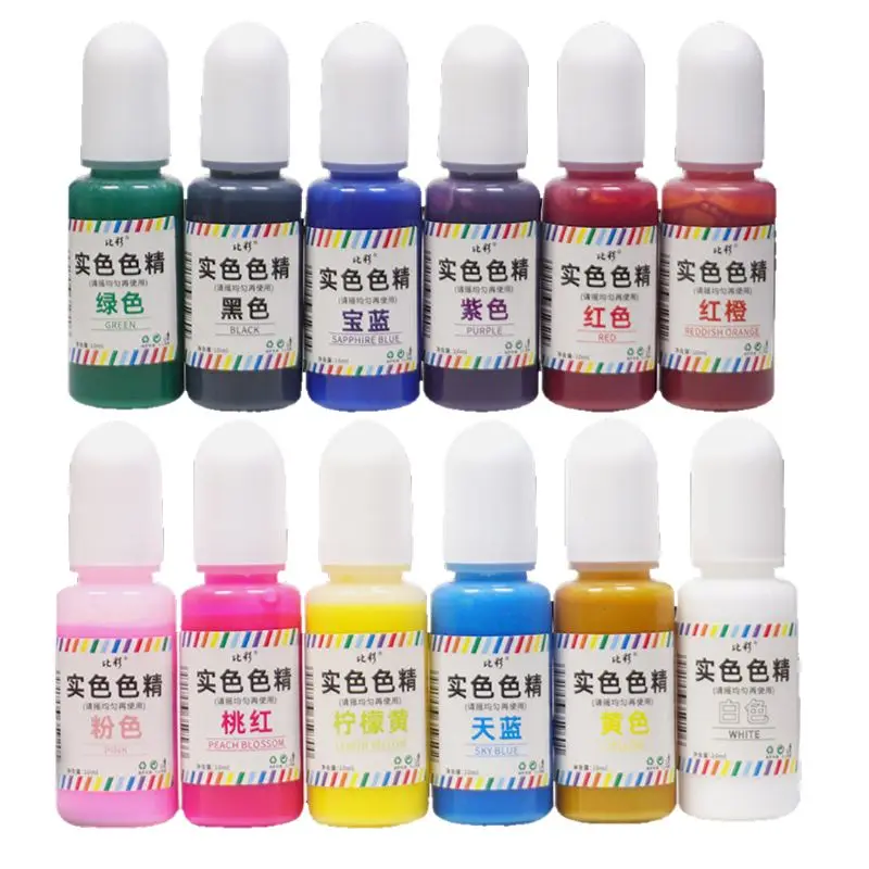 10ml Nhựa CHỐNG UV Đặc Sắc Tố Chất Lỏng Nhuộm 12 Màu DIY Nhựa Trang Sức Làm đồ Thủ Công