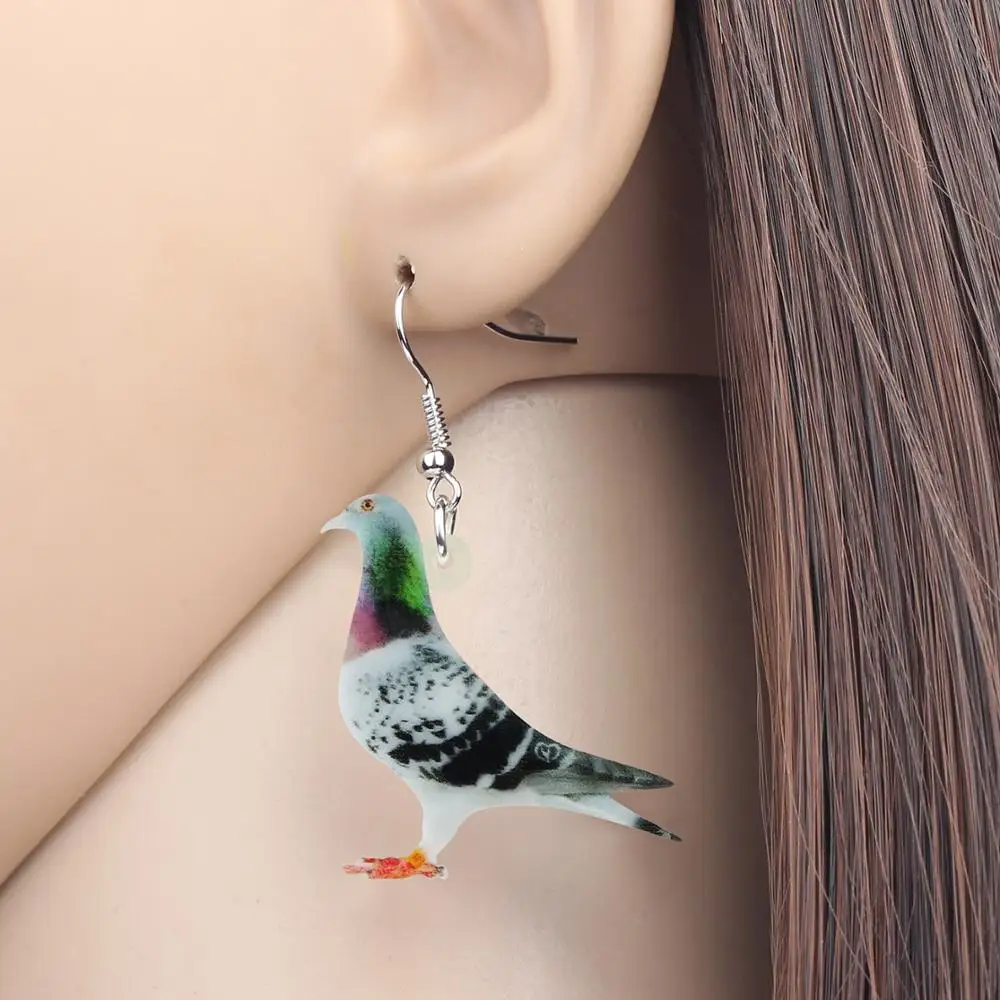 Bonsny Acrylic Carrier Pigeon Bird Earrings Animal Drop Dangle Jewelry For Women Girl Teen Kids Charm  Decoration Gift Accessory