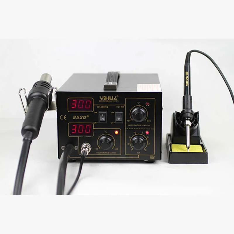 Yihua 852D-plus 220V 2in1 مصلحة الارصاد الجوية إعادة صياغة الهواء الساخن محطة لحام مع مضخة الحجاب الحاجز نوع مسدس هواء ساخن
