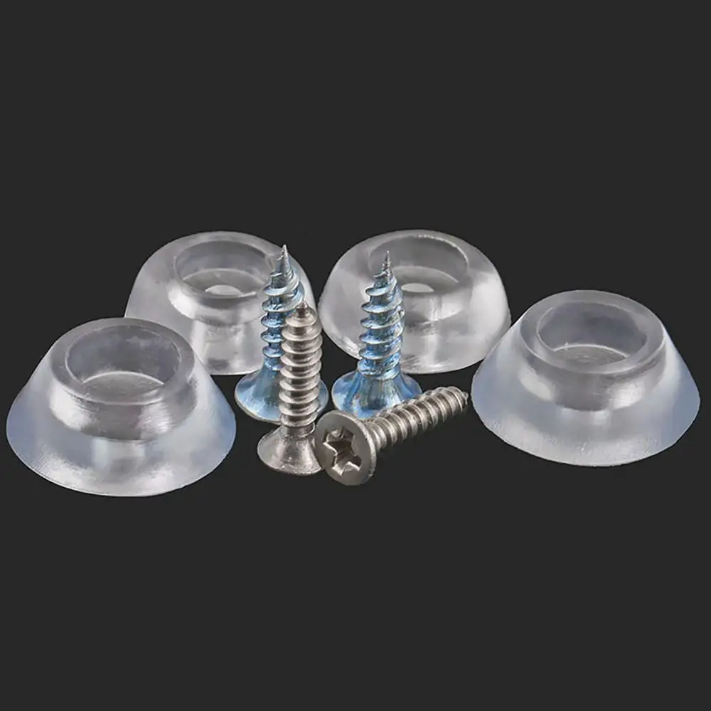 17mm/20mm Silicone Pad Transparent Soft Foot Nail Screw On Clear Rubber Feet Non-slip Pads For Furniture Floor Desk Protection