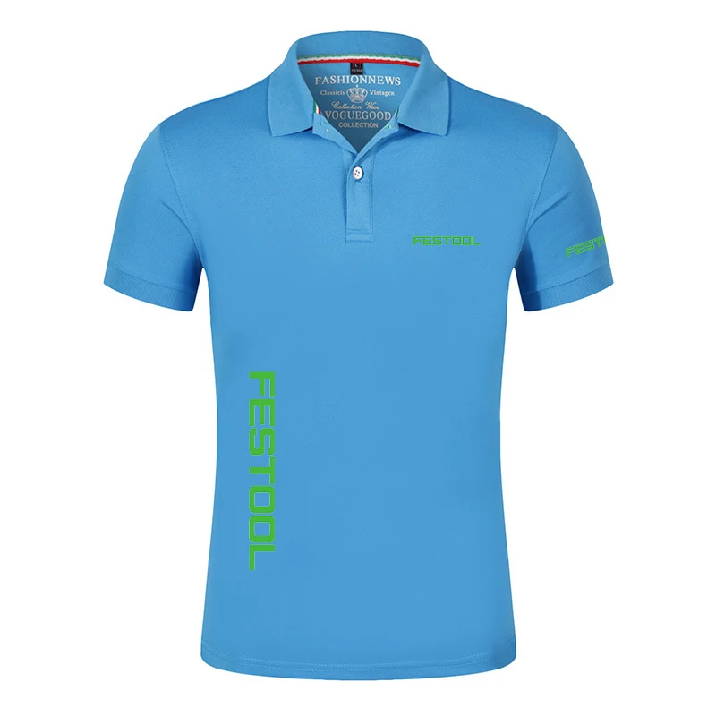 Festool Tools Printing Fashion New-Design Short Sleeve Sports-Wear Mens Polos Shirts Lapel Casual Polos Clothing Slim Tops