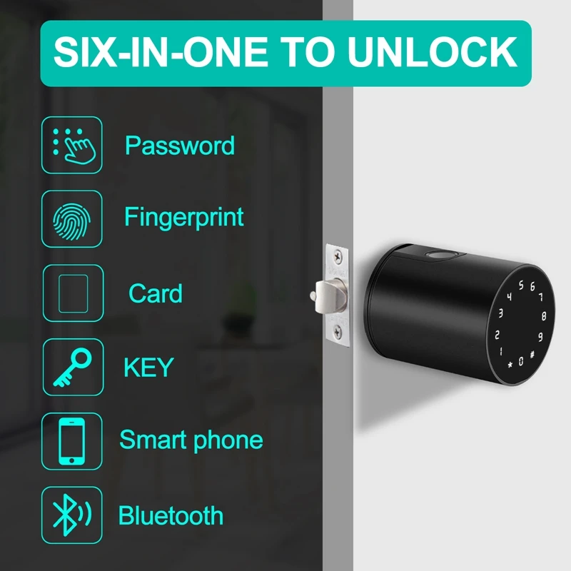 Smart Password Lock Cylinder Turbon Bluetooth Electronics Code Ball Door Lock Easy To Installation Security Wooden Digital Lock