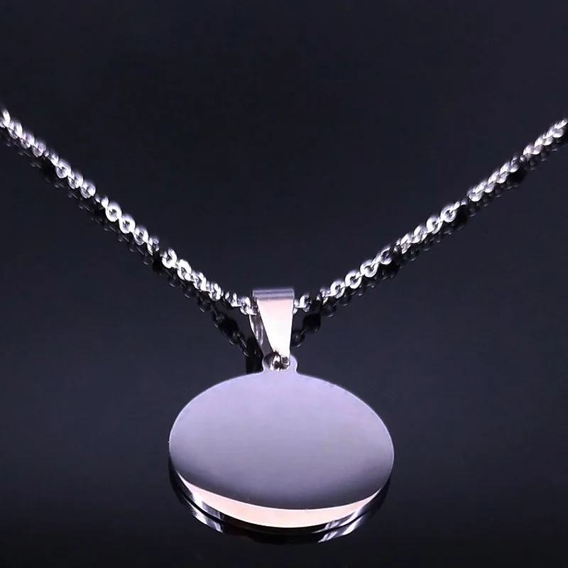 Fashion Lunar Cycle Moon Phase Stainless Steel Black Enamel Pendant Necklace Round Galaxy Necklace For Women Men Jewelry N2057-2