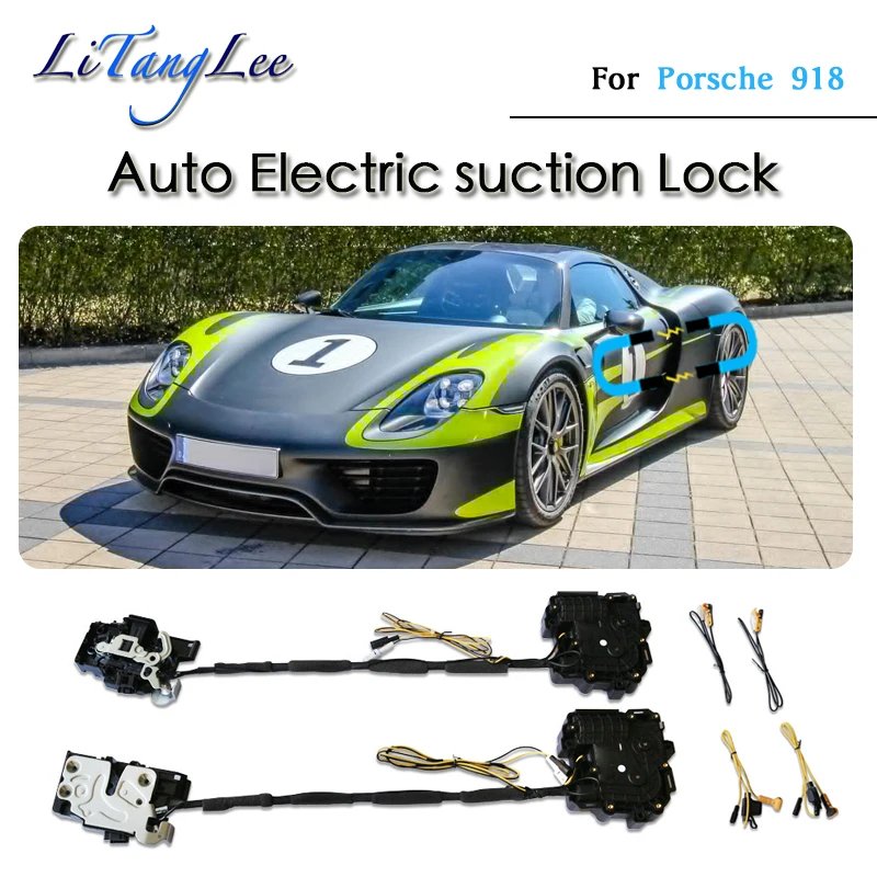 Car Soft Close Door Latch Pass Lock Actuator Auto Electric Absorption Suction Silence Closer For Porsche 918 2015~2019