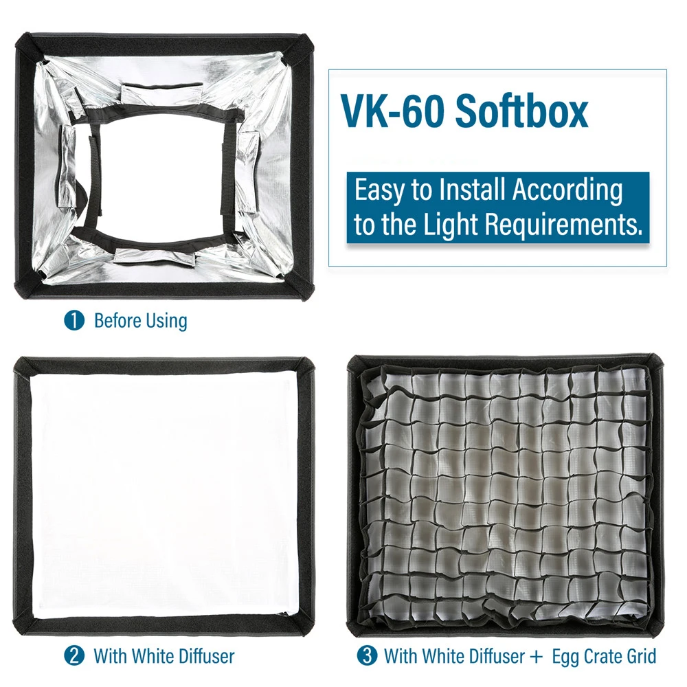 Viltrox 45X40CM VK-85/VK-40 35X30CM ซอฟท์บ็อกซ์ตารางแฟลชวิดีโอ LED + กระเป๋าหิ้วสำหรับเติมแสง VILTROX VL-40T VL-D85T